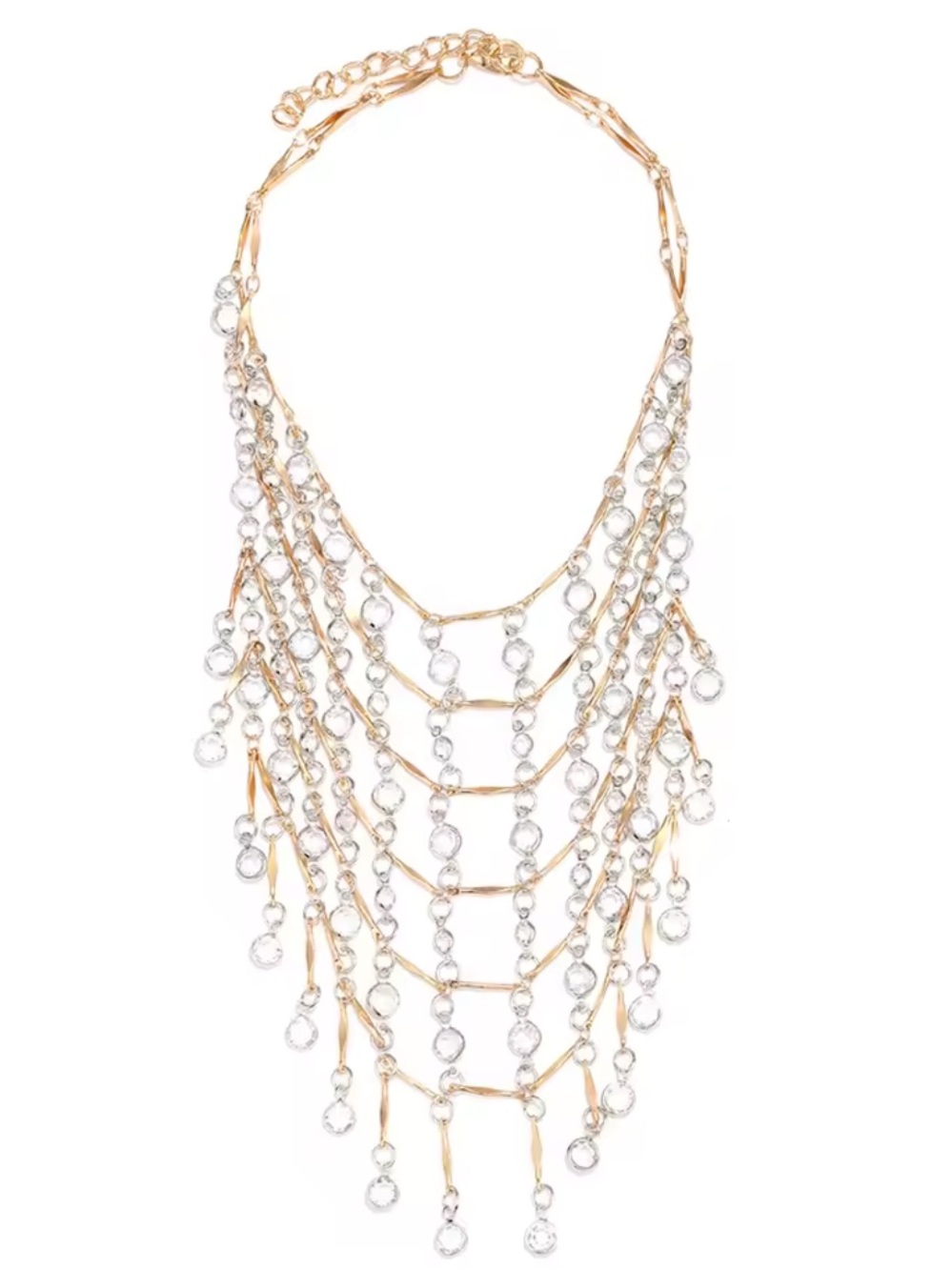 ❤️ NWT! Cascading Waterfall Mixed Metal Choker Hanging Necklace - Picture 3 of 4